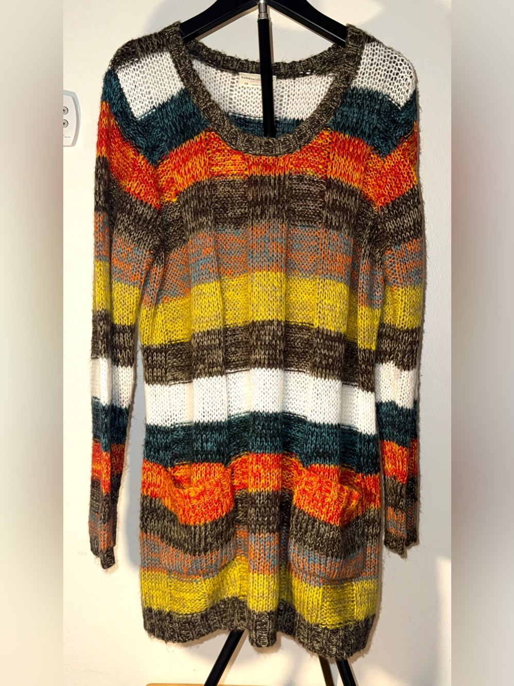 Bobbie Brooks multicolor striped knit sweater dress, size 1XL